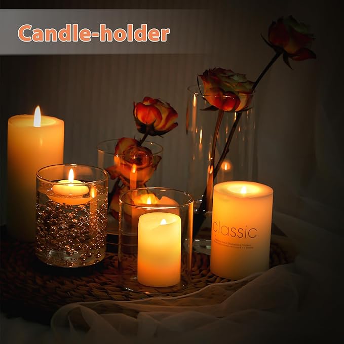 4 Inch Small Glass Cylinder Vases for Centerpieces | 12pcs Clear Flower Vase for Wedding Decorations, Floating Candle Vases in Bulk, Hurricane Candle Holders for Table, Home Décor