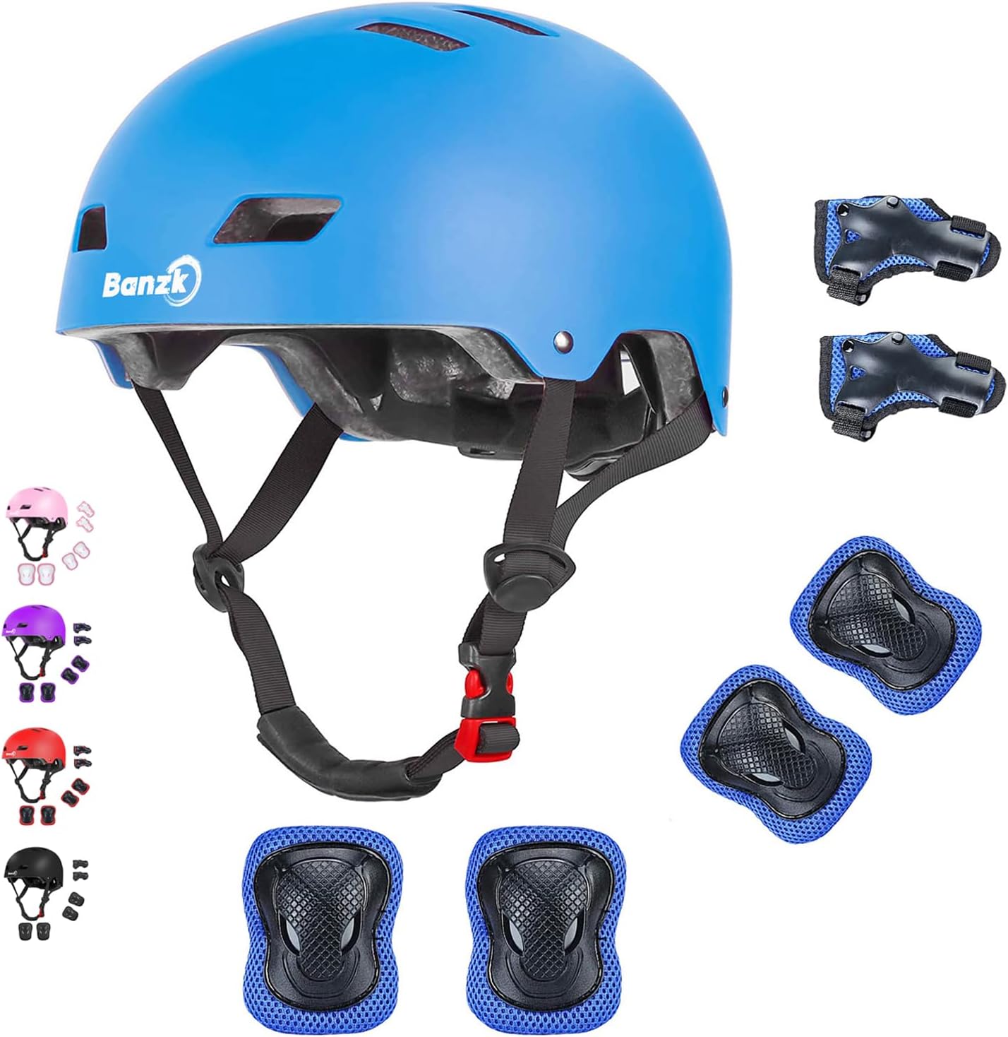 Adjustable Kids Bike Helmet with Knee Pads Elbow Pads Wrist Guards for Age 3-5-8-14+ Youth/Teens,Ventilation Multi-Sport Scooter Roller Skate Rollerblading Skateboarding Climbing Cycling