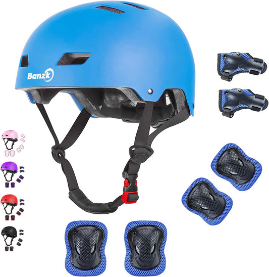 Adjustable Kids Bike Helmet with Knee Pads Elbow Pads Wrist Guards for Age 3-5-8-14+ Youth/Teens,Ventilation Multi-Sport Scooter Roller Skate Rollerblading Skateboarding Climbing Cycling