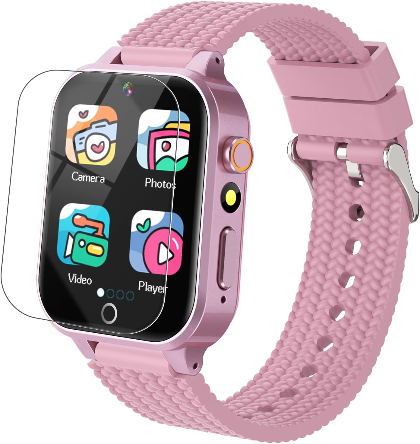 Smart Watch for Kids Girl Gift Ages 3-12, 2 Screen Protector, 26 Puzzle Games, HD Camera Video Music Player Touchscreen Pedometer, Educationtal Toy Brithday Gifts for Girl Ages 4 5 6 7 8 9 10(Pink)