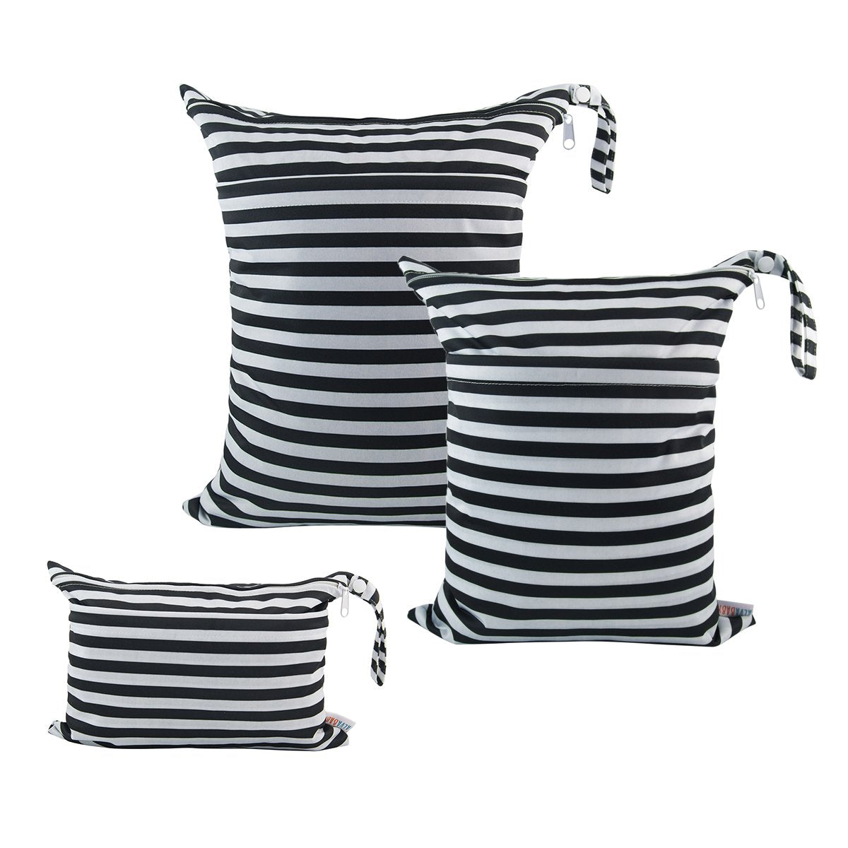 ALVABABY 3pcs Baby Cloth Diaper Wet Dry Bags Waterproof Reusable with Two Pockets Travel Beach Pool Daycare Soiled Baby Items Yoga Gym Bag for Swimsuits or Wet Clothes 3L-WB01