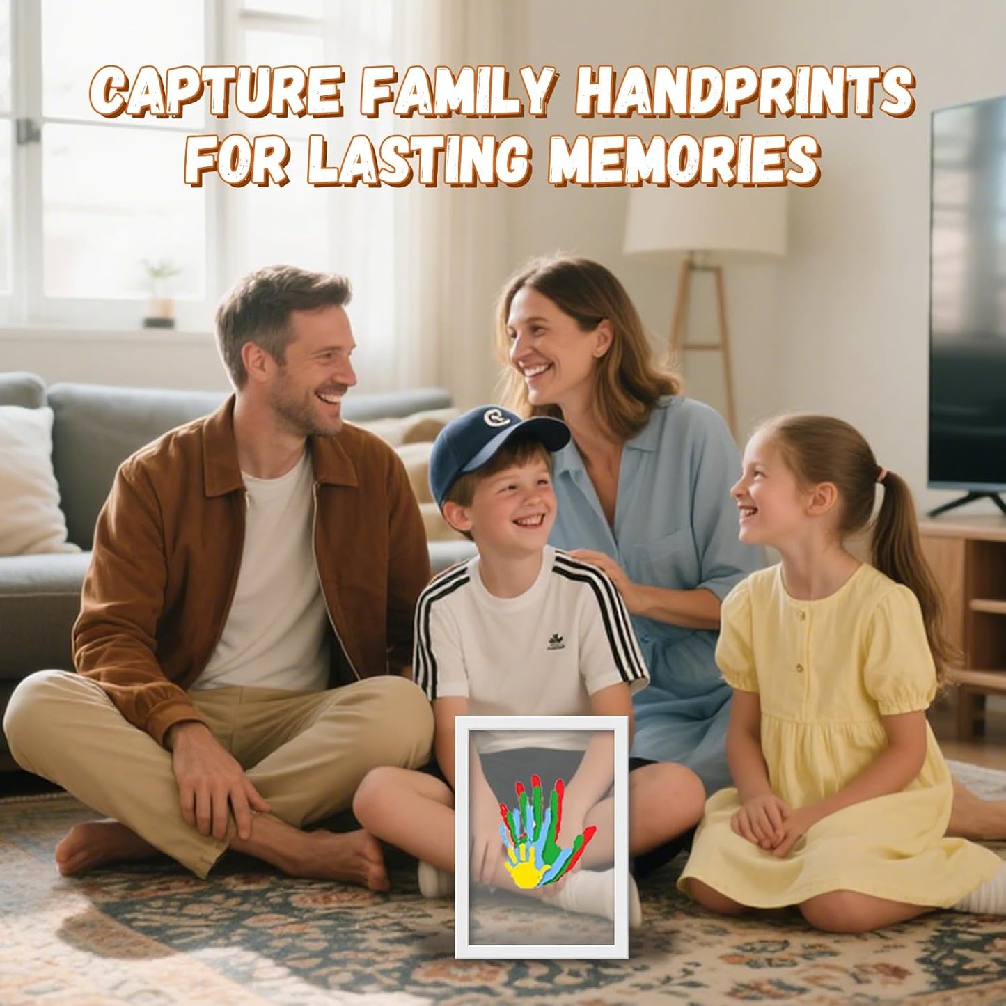 VidwanHome White Family Handprint Kit - DIY Craft Keepsake Frame, Baby Hand Print Kits, Family Gifts for New Mom, New Parents, Grandparents, Father's Day, Mother's Day, Anniversary (White)