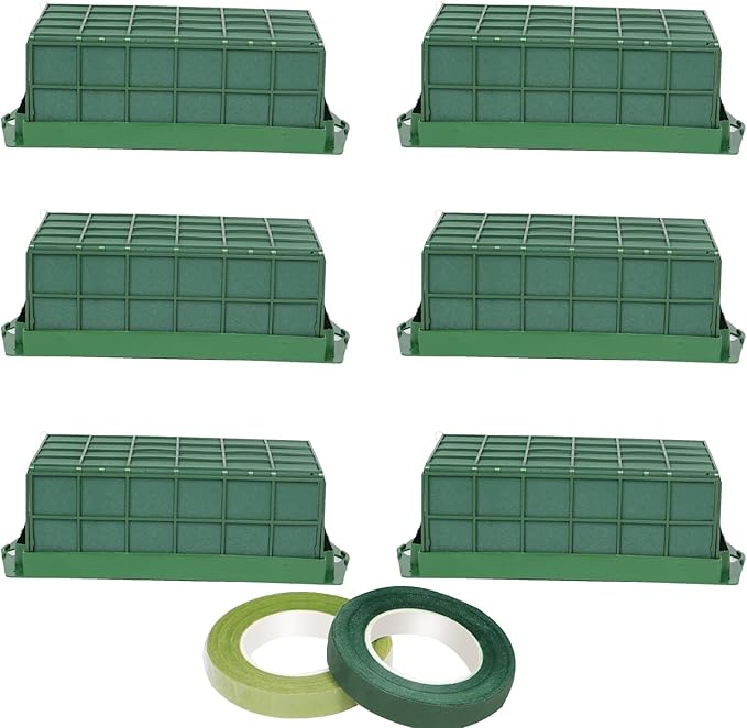 6 Packs Floral Foam Cage Flower Holder with Floral Foam Blocks for Fresh Flower, Artificial Flowers,Wedding, Florist Flower Foam, Flower Arrangement Supplies