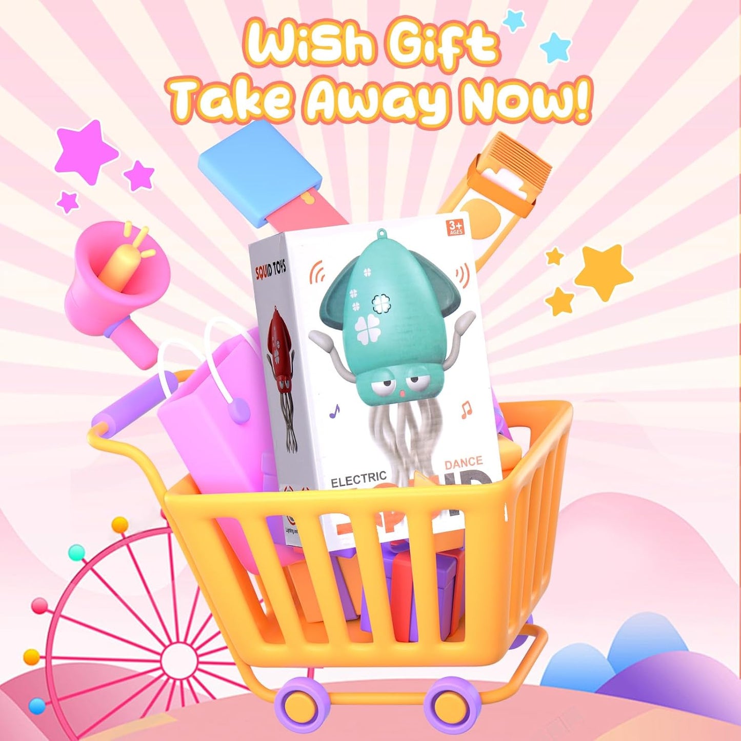 Magic Electric Dancing Octopus Toy with Led Light and Music,Playful Automatic Evasion Crawling Dancing Octopus with Fishing Rod,Smart Tentacle Explorer Dancing Squid Toy Tummy Time Baby Toys,Yellow