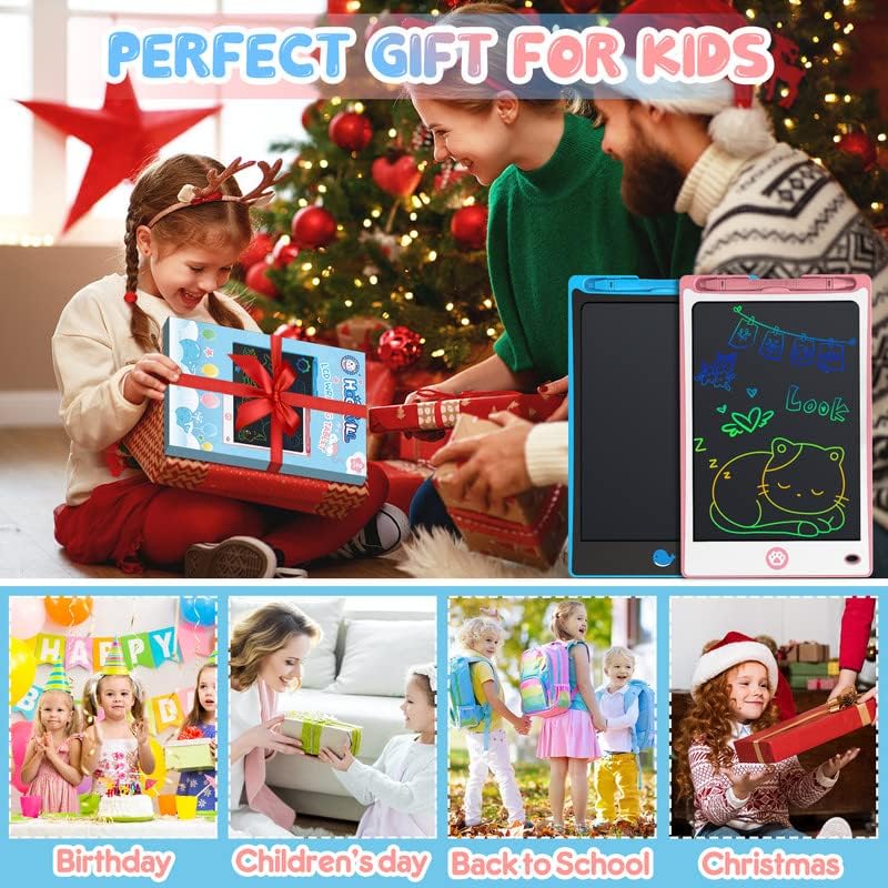 Hockvill LCD Writing Tablet for Kids 8.8 Inch, Toys for Girls Boys Drawing Pad for 3 4 5 6 7 Year Old Kid, Toddler Magnetic Doodle Board Travel Essential Christmas Birthday for Children BluePink
