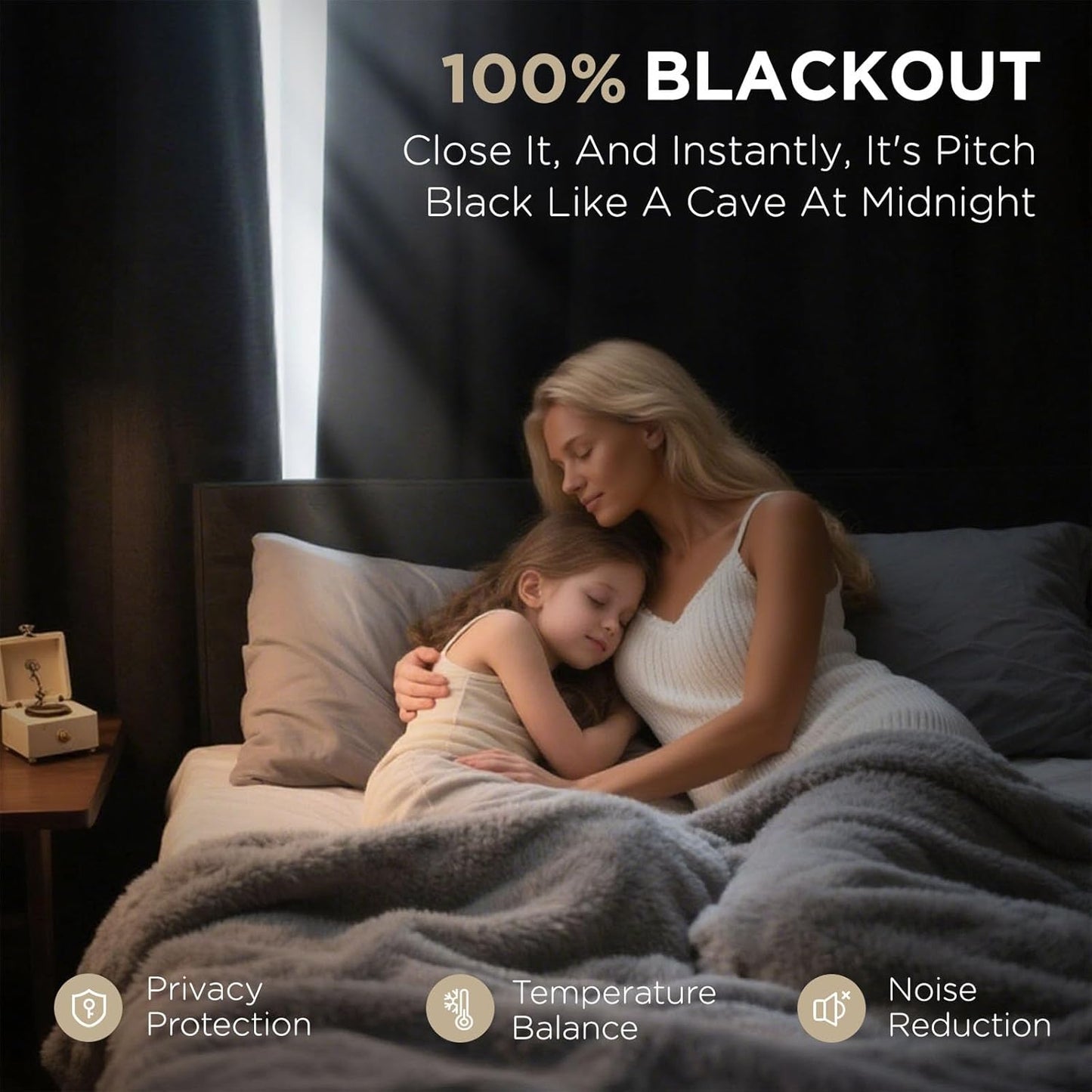 Joydeco Blackout Curtains 108 Inches Long 2 Panels Burg, Room Darkening Curtains for Bedroom, 100% Black Out Textured Thermal Drapes Privacy Protection 2 Panels Set(W52 x L108 Inch, Linen)