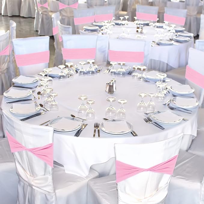 Kinlop 50 Pcs Spandex Chair Sashes Bows Chair BanB0C3V1RSWZds Slider Sashes for Covers Elastic Bands Ties Without Buckle Decorations for Wedding Party Events Ceremony Birthday(Pink)