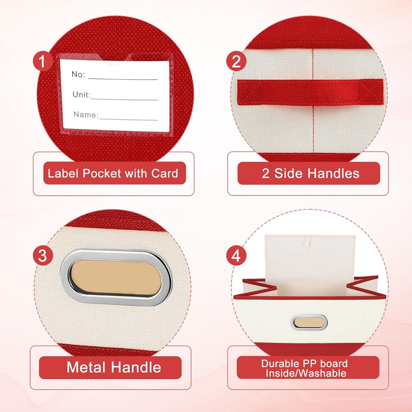 Large Linen Fabric Foldable Storage Bins with Removable Lid and Handles, Washable Storage Box Organizer Containers Baskets Cube with Cover for Bedroom,Closet,Office,Nursery(Black&White, Large)