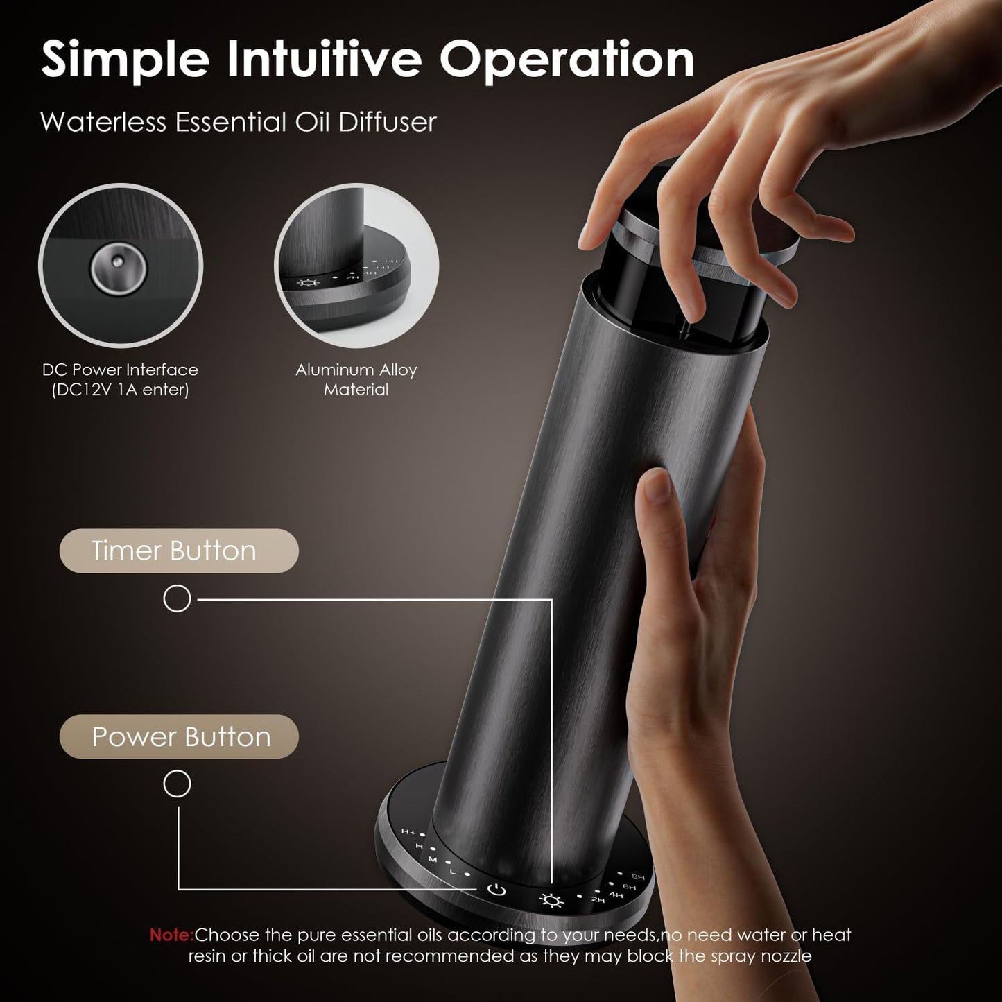 Waterless Essential Oil Diffuser,Aromatherapy Diffusers,Scent Diffusers for Home,Large Room, Hotel Scent Diffuser, 1000sq.ft, Aroma Diffusers (Black)