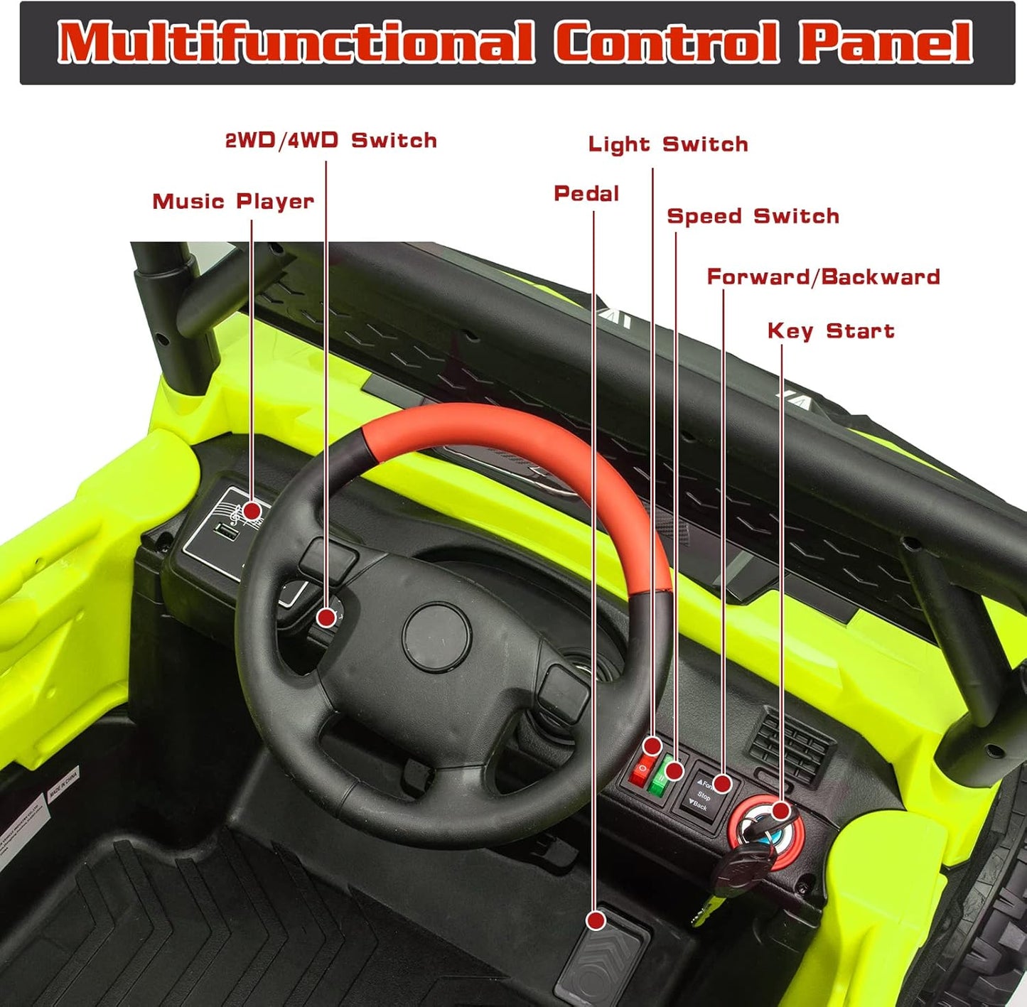 24V Battery Powered Electric Car for Big Kids, 24V Riding Cars for Kids Ages 4-8, Children Car with Bluetooth 3 Speeds LED Lights Storage Trunk, Green