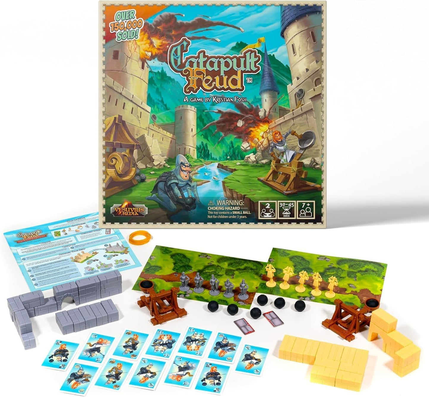 Catapult Feud Board Game – Fun Family Strategy Game for Kids & Adults 7+ – Build Castle Defenses & Launch Epic Battles – Durable – 20-Min Playtime