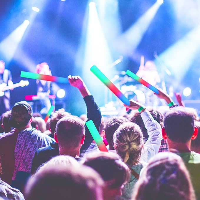 105 Pcs Foam Glow Sticks Bulk, LED Light Up Foam Sticks, Glow in the Dark Party Supplies for Wedding Halloween Birthday Christmas Rave Party Favors 3 Flash Modes