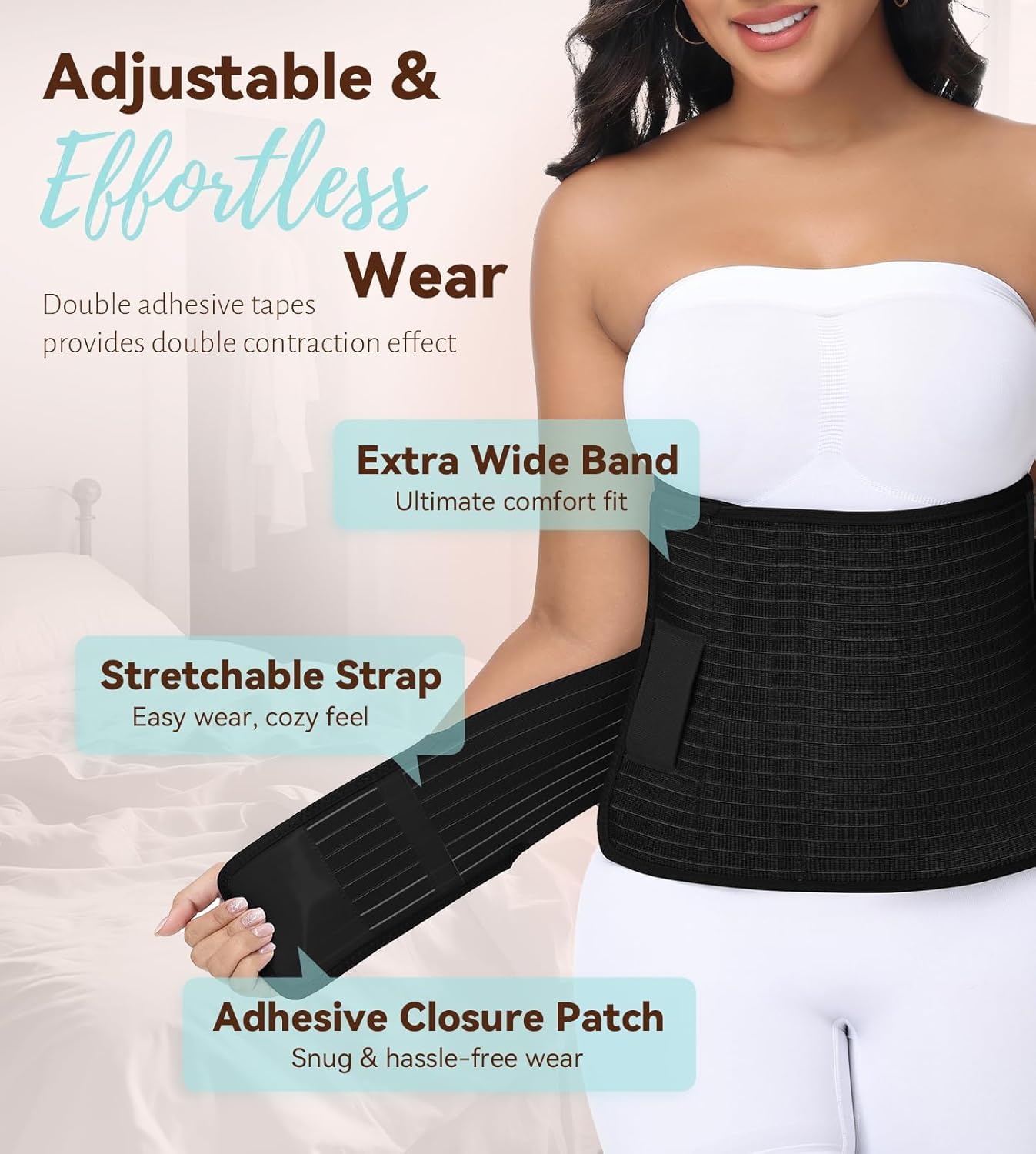 SHAPSHE Postpartum Belly Band Abdominal Binder Post Surgery C Section Belly Binder Post Partum Faja Waist Trainer Wrap