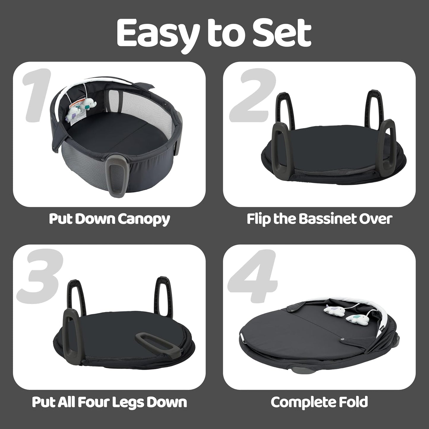 Pamo babe Portable Bassinet and Play Space Baby Dome with Toys and Canopy Travel Crib for Newborn