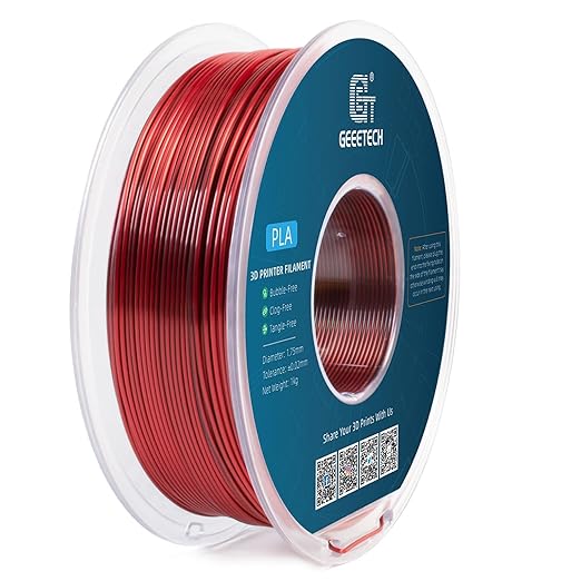 Geeetech Silk PLA Filament 1.75mm Silk Dual Color Filament, Coextrusion Dichromatic Metal-Like Shiny Consumable 1kg (2.2lbs) 1 Spool, Dimensional Accuracy +/- 0.02 mm, Black Red