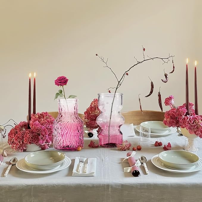 10 Pcs Pink Flower Bud Vases, Loose Transparent Flower Bud Vases, Small Vases, Decorative Vases, Family Wedding Table Decorations