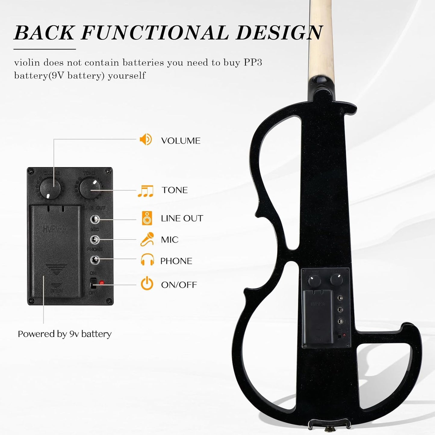 Ktaxon Full Size Electric Violin, 4/4 Acoustic Silent Electric Violin for Beginner Adults Teens with Ebony Fittings, Case, Bow, Headphone, Rosin and Extra String (Black)