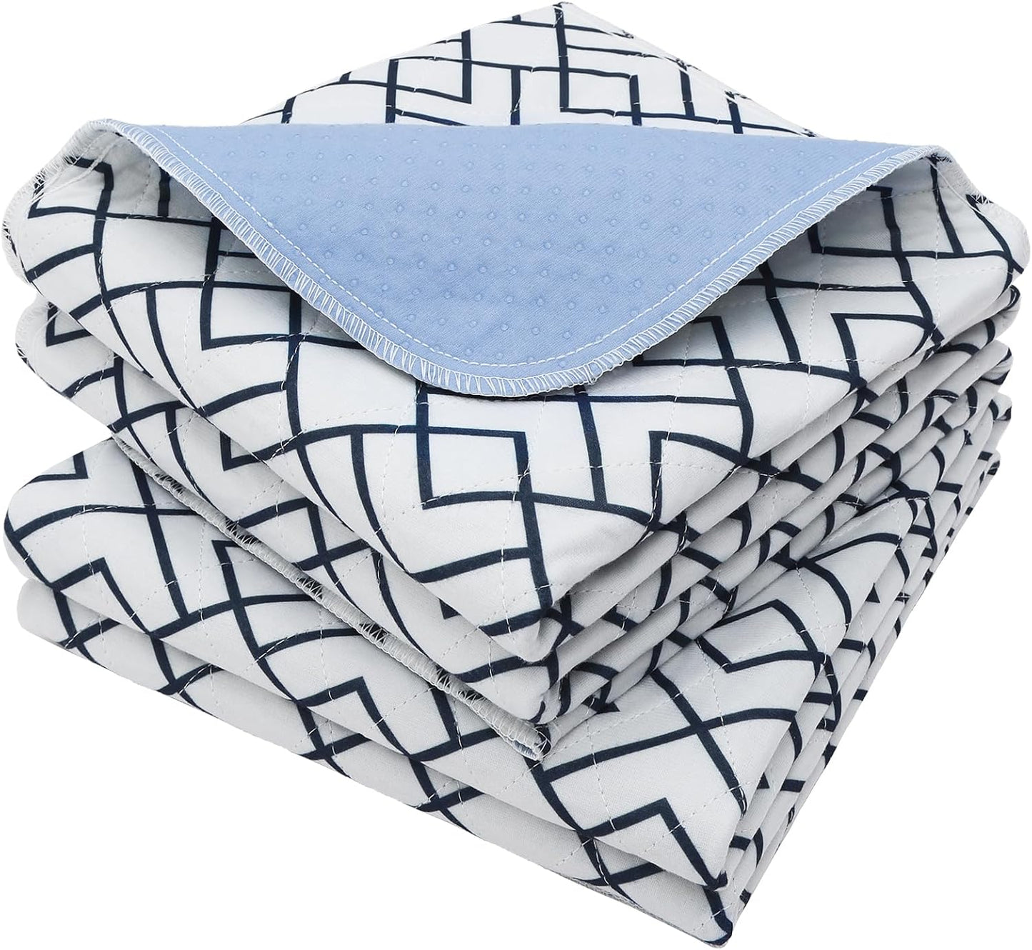 OUTCREATOR® Washable Bed Pads 34" x 56" (Pack of 2), Incontinence Mattress Protector, Anti-Slip Waterproof Underpads for Adults Kids Elderly Pets Absorbency & Reusable Bedwetting Pads (White Geometry)