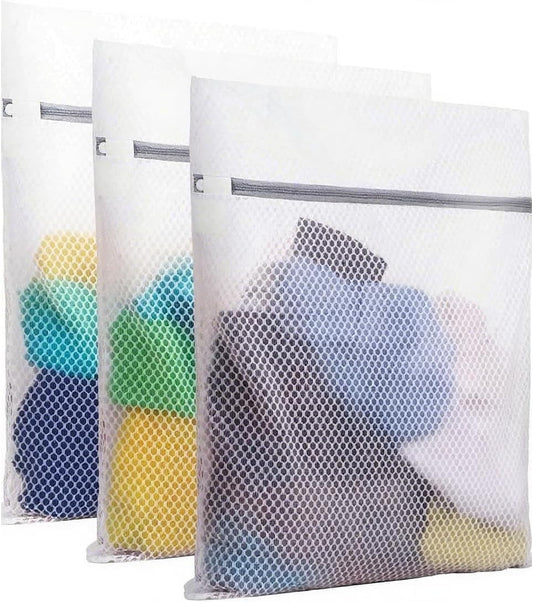 PrettyCare 3 Large (16x19inch) Mesh Laundry Bags for Delicates, Durable Honeycomb Wash Bags with Premium Zippers - Laundry Essentials Mesh Bags for Lingerie, Bras, Socks, Sweater, Travel & Organizing