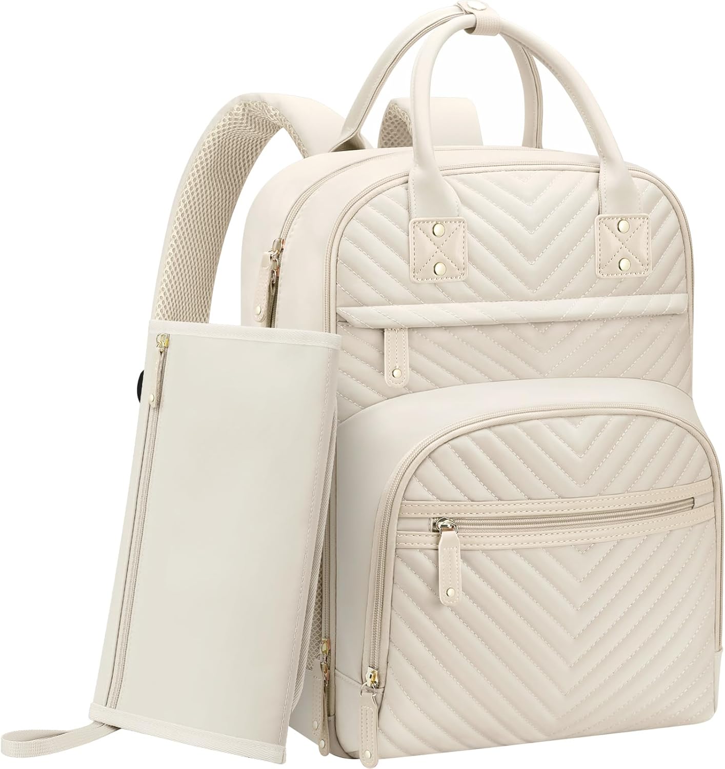 Diaper Bag Backpack for Women with Changing Pad, Baby Bag with Insulated Pockets Multifunctional Diaper Bags For Baby Girl Boy Waterproof Baby Bags For Boys Girls Maternity Bag Beige