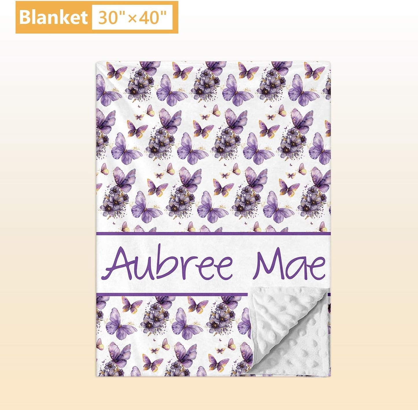 Personalized Baby Bedding Set, 5 Pcs Custom Toddlers Bedding Set with Infant Name, Soft Double Layer Nursery Crib Set for Girls Boys, Customized Infants Gifts for Baby Shower, Purple Butterfly