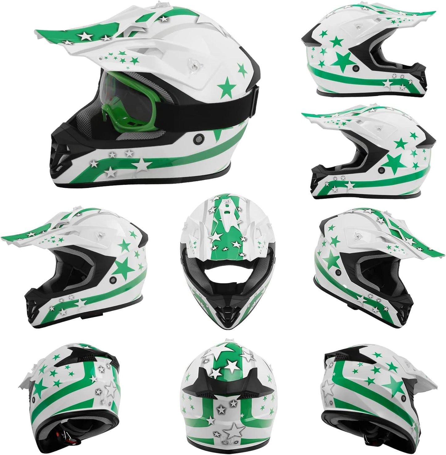 TCMT Dot Youth & Kids Motorcycle Off-Road Helmet Full Face Motocross Street Dirt Bike Mountain Bike BMX MX ATV Helmet+Goggles+Gloves New