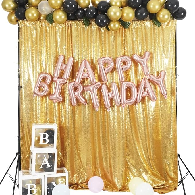 Gold Sequin Backdrop 20FTx10FT NO See-Through Photobooth Backdrop Curtains for Birthday Party Wedding Decoration