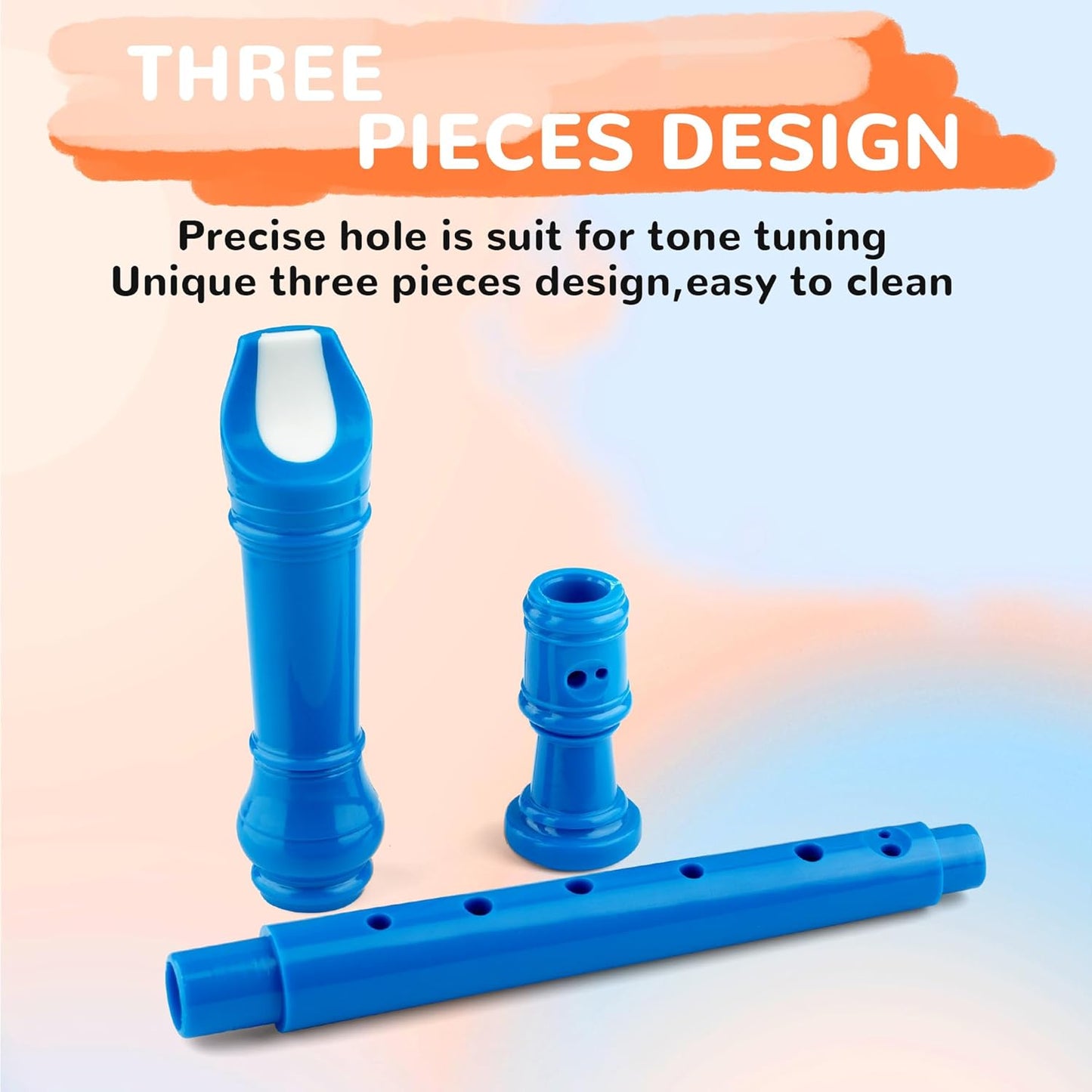 8-Hole Soprano Descant Recorder Baroque Style Kids Music Flute with Cleaning Rod & Case Bag for School Student Home Entertainment - Royal Blue