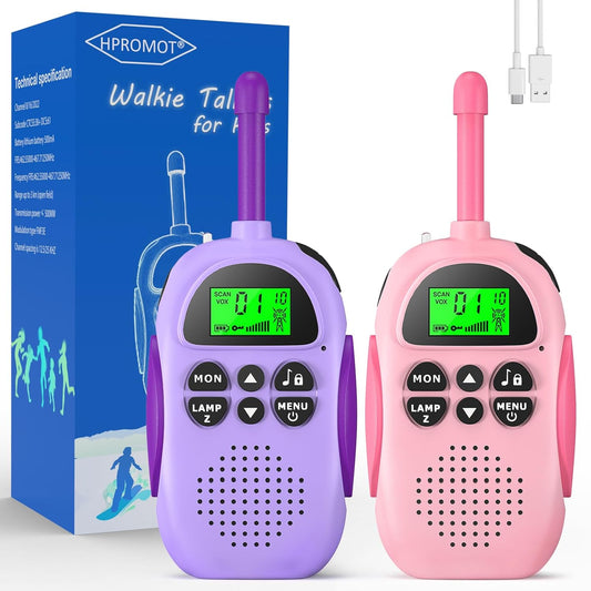 Walkie Talkies for Kids Rechargeable Toys for Ages 5-7 Boys Girls, 22 Channels 2 Way Radio Toy Christmas Birthday Gifts for Girls Boys Ages 3-12 Camping Hiking Outdoor Easter Basket Stuffers