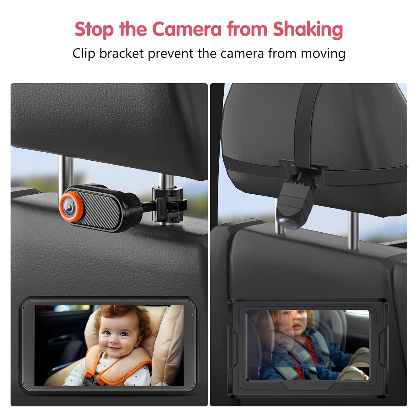 BM2 Car Camera for Baby, 5.2" 1080P Screen with 3X Zoom, Clear Rear-Facing View, 360° Rotating Lens, Easy Installation – Safety for Infants and Pets