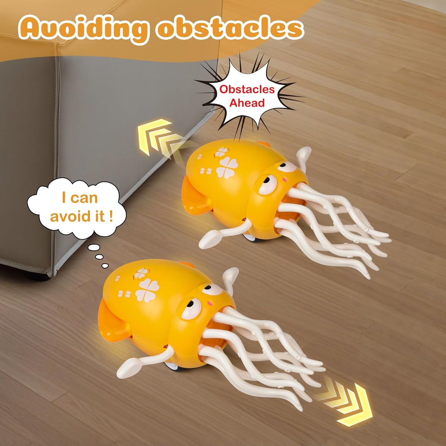 Magic Dancing Octopus Toys, Musical LED Toy, 3 Colors Available (Yellow)