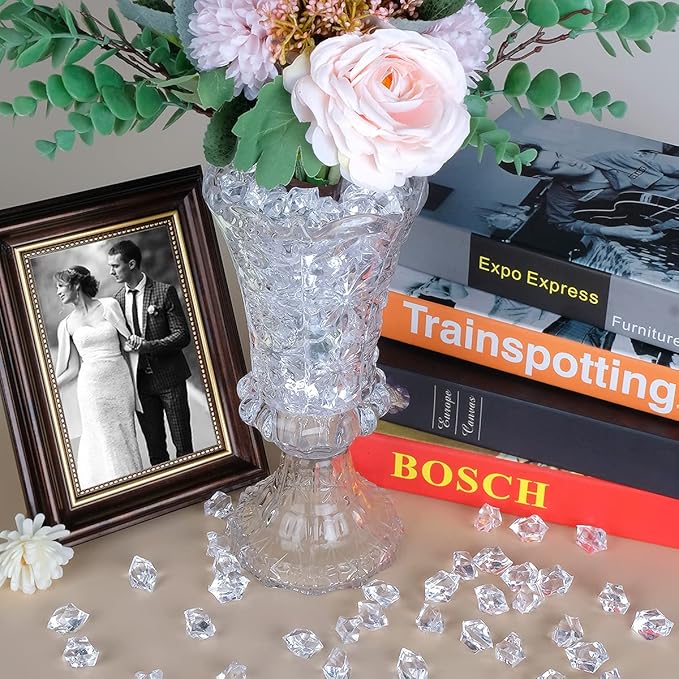 Acrylic Crushed Ice Rocks, Babenest 150 PCS Fake Crystals Plastic Ice Cubes Diamonds Gems for Vase Fillers, Home Decoration, Table Scatter, Event, Wedding, Arts & Crafts (Clear)