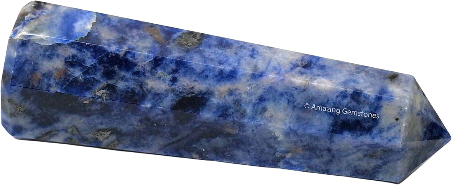 Amazing Gemstone Sodalite Crystal Towers - Natural Healing Crystal Point Obelisk for Reiki Healing and Crystal Grid (2" to 3" Inch)