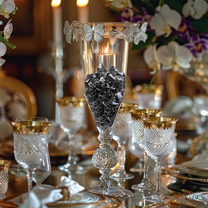 HappyFiller Halloween Decoration 160 Pack Gray Fake Crystal Ice Stone,Acrylic Rocks Gems,Grey Vase Fillers Diamond Cube,Table Scatters,Arts Craft,Wedding Centerpieces,Party Event Decor,Fishbowl