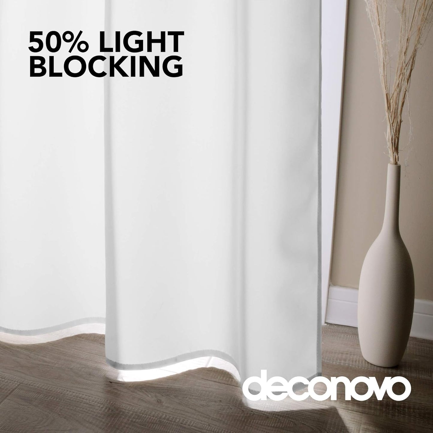 Deconovo Blackout Curtains, Room Darkening Thermal Insulated Window Drapes, Noise Reducing, Grommet Top, 2 Panels 38W x 84L Inch Machine Washable for Bedroom Living Room Nursery Snow White