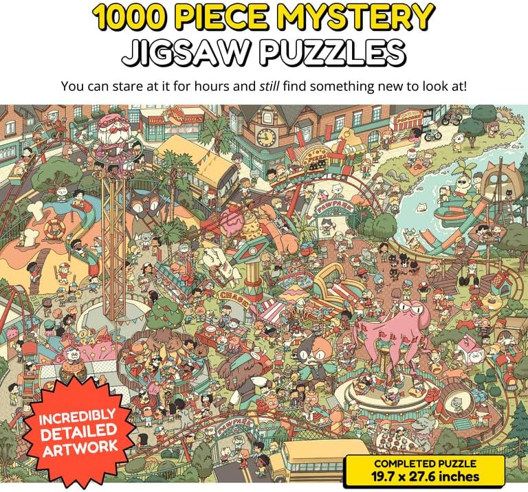 Jigsaw Puzzles 1000 Pieces - Magic Mystery Story Secret Ending Puzzle - Perfect Game Night for Adults & Kids - Animal Park Theme Challenging (Snack Attack 3)