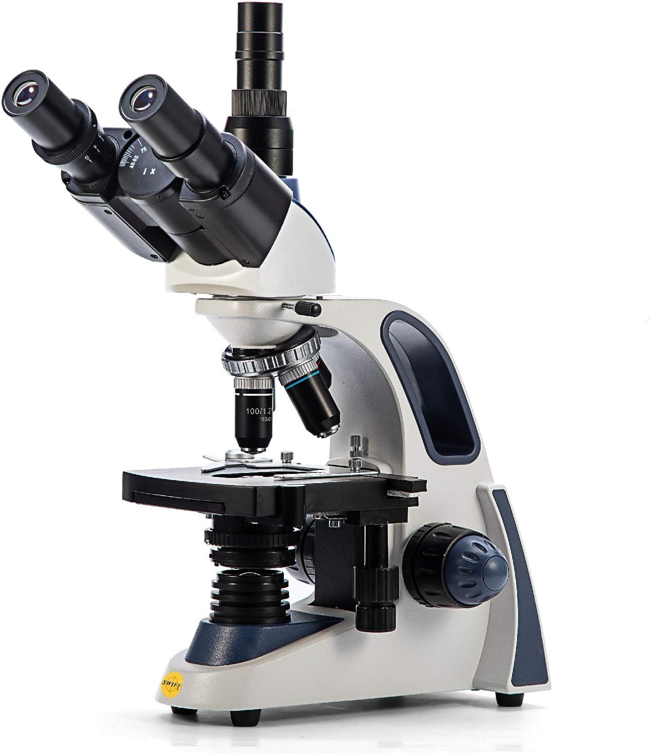 SWIFT Compound trinocular Microscope, 40X-2500X Digital Lab trinocular Compound LED Microscope with 3MP USB Camera and Slides,Mechanical Stage