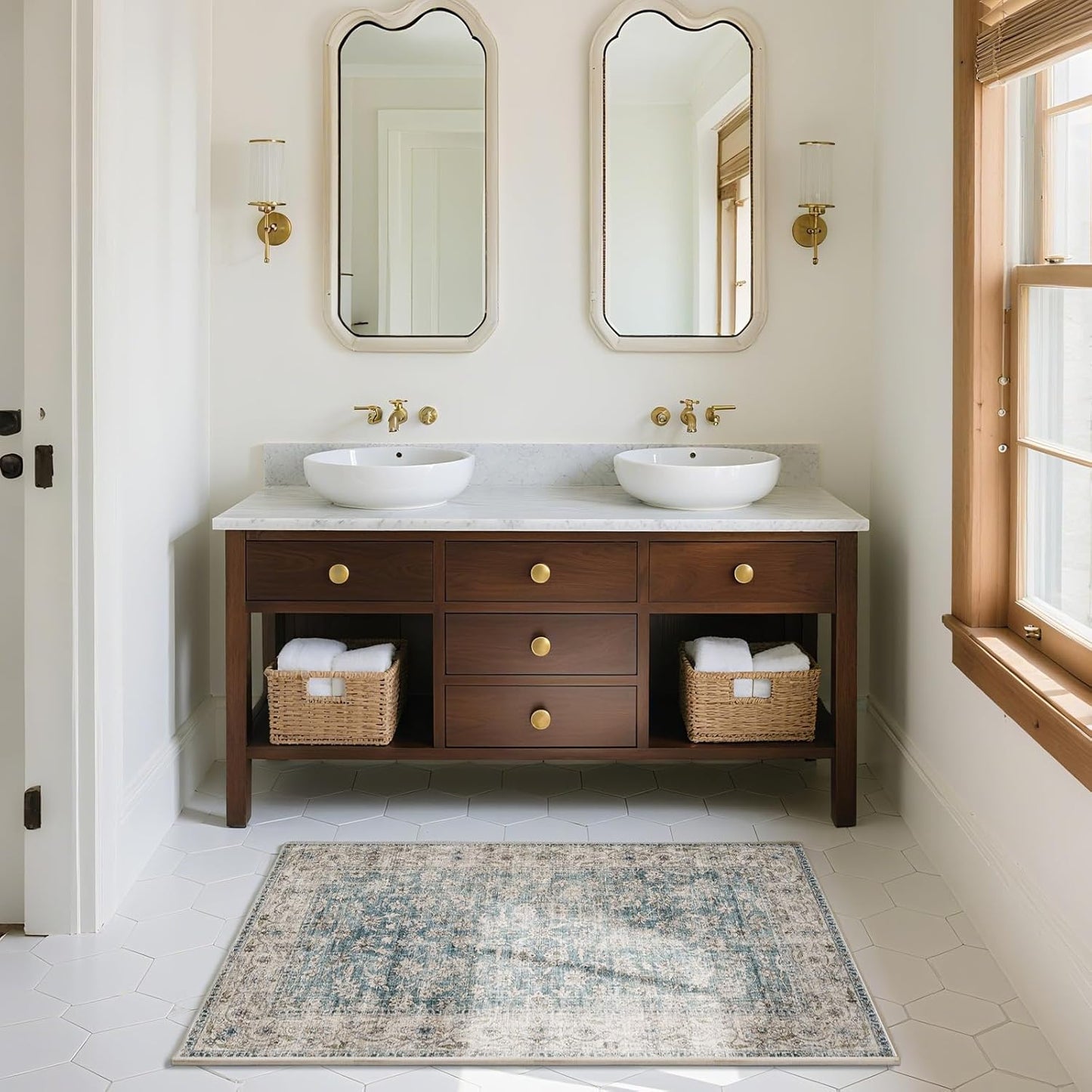 Machine Washable Entryway Throw Rug: Door Mat Indoor Entrance 2x3 Rug Boho Small Area Rug Non-Slip Low Pile Kitchen Rug for Front Door Indoor Entrance Entry Kids Room