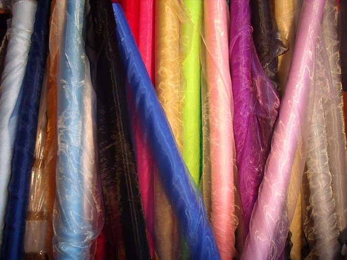 VDS Cream Organza Fabric, 15 Yards Continuous, 45” Wide, Wedding Party Decoration Iridescent Crystal Sheer Shiny Organza Tulle Bridal Dress DIY Crafts Costume Sewing Backdrop Arch Cloth