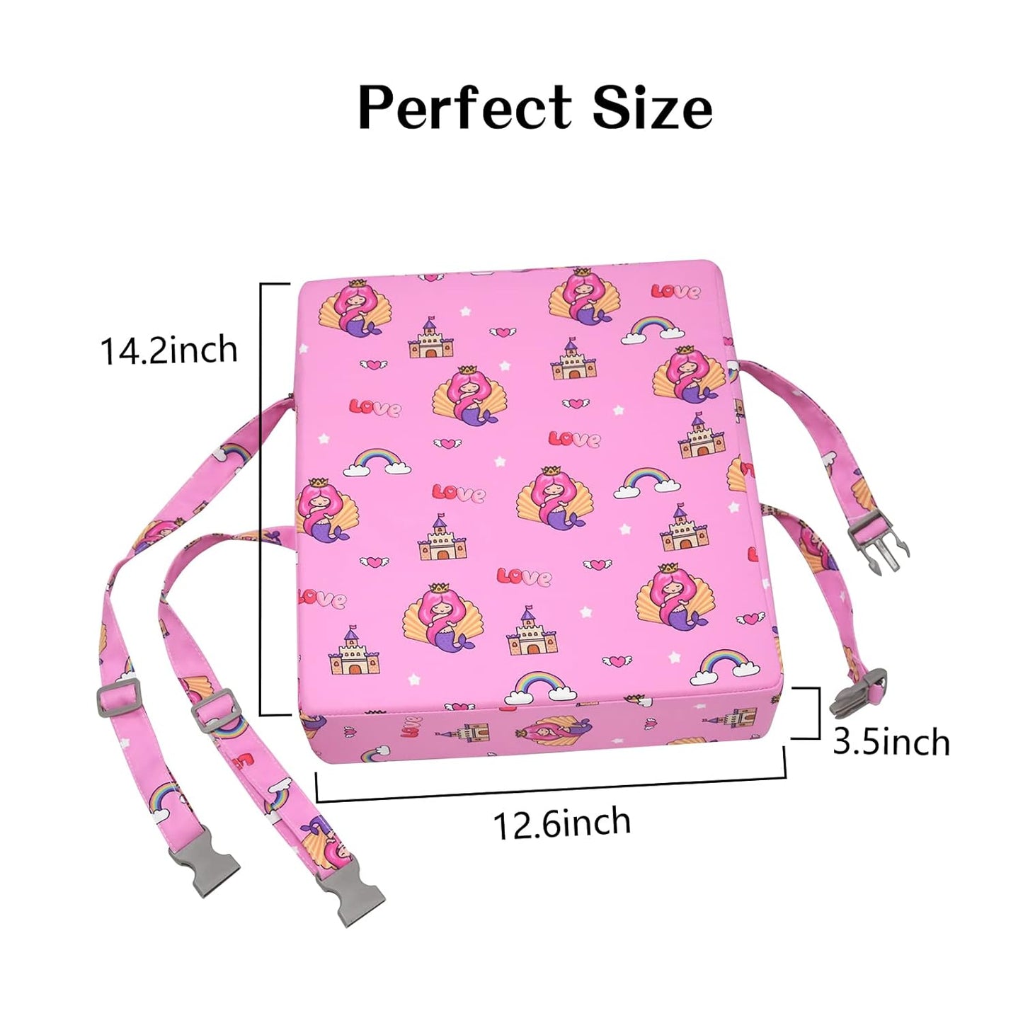 Toddler Booster Seat for Dining Table, Portable Kids Booster with Adjustable Safety Buckles, Non-Slip Bottom, Travel Cushion