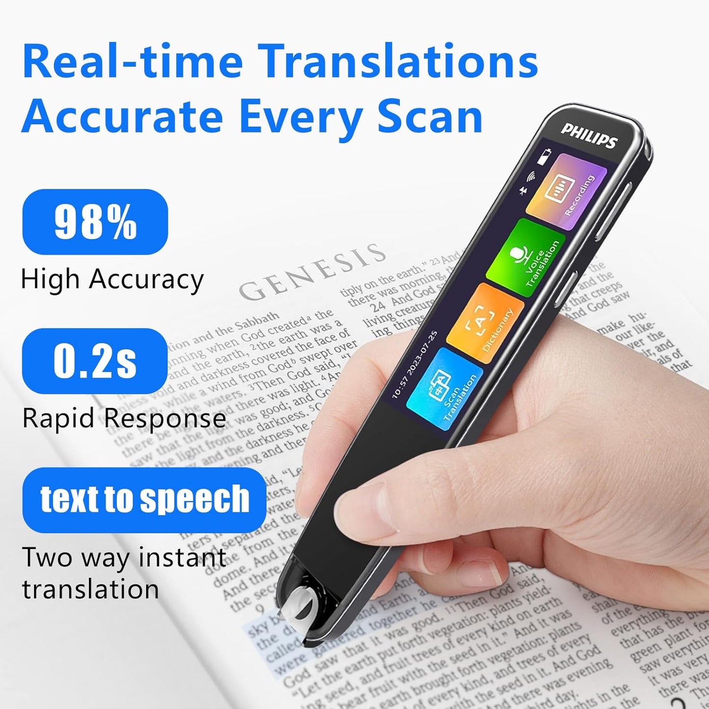 Translation Pen, OCR Digital Translator Pen, 112 Language Learner Portable Wireless Scan Reader Pen,Reading Pen for Dyslexia Study Business and Travel