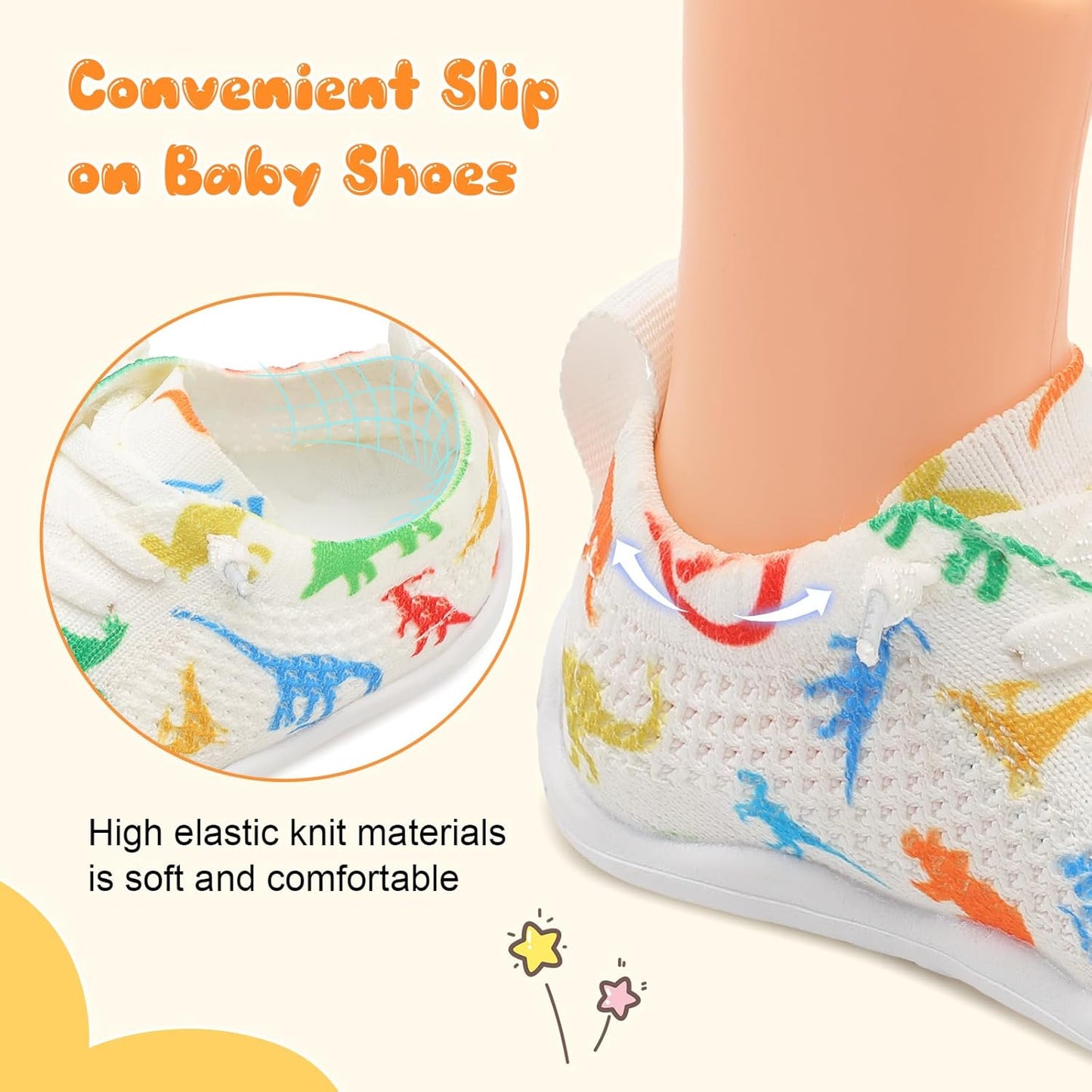 JIASUQI Baby Shoes for Toddler Boys Girls Sneakers Slip on Walking Shoes for Babies