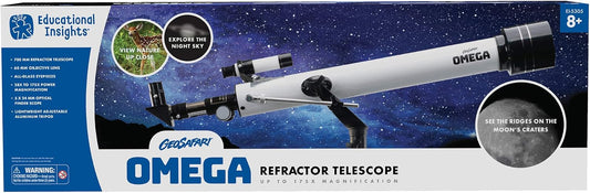 Educational Insights GeoSafari Omega Refractor Telescope - Portable Telescope for Kids, Teens, and Adults, See Planets, Stargazing Tools, Classic STEM Learning Set, Gift for Boys & Girls Ages 8+