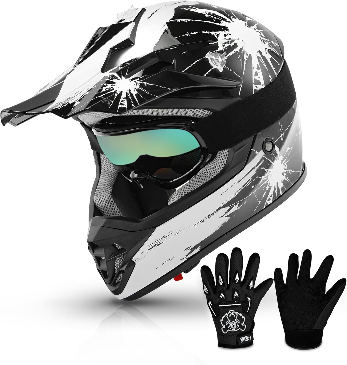 TCMT Dot Youth & Kids Motorcycle Off-Road Helmet Full Face Motocross Street Dirt Bike Mountain Bike BMX MX ATV Helmet+Goggles+Gloves New