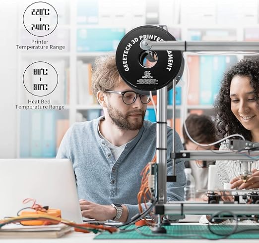 Geeetech PETG Filament 1.75mm, 1 KG (2.2lbs) Spool 3D Printer Filament, High-Toughness, ±0.02mm Accuracy, Neatly Wound & Moistureproof, Non-Clogging Non-Stringing, Fits Most FDM Printers, Black