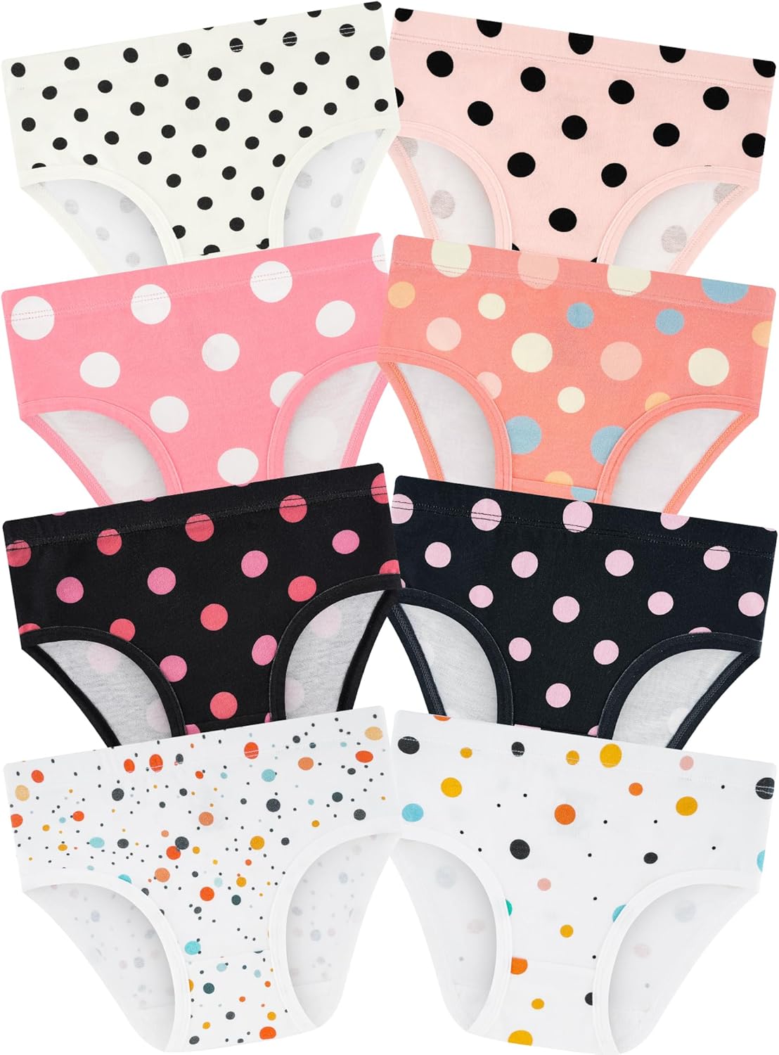 Girls' Underwear,Soft Cotton Tagless Panties for Toddlers' & Little Kids Comfort,Breathable Briefs,8-Pack