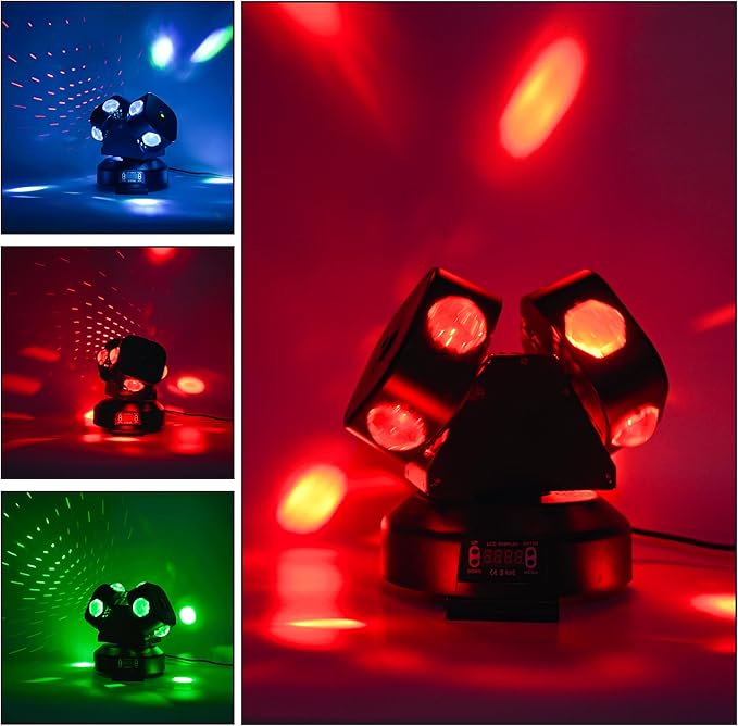 Moving Head DJ Light DMX 512 Strobe Lighting LED with Sound Activated Party RGBW Beam Lights Stage Lighting for Events KTV Disco Wedding Concert Festival (8LED Professional DJ Light w/Special Lights)