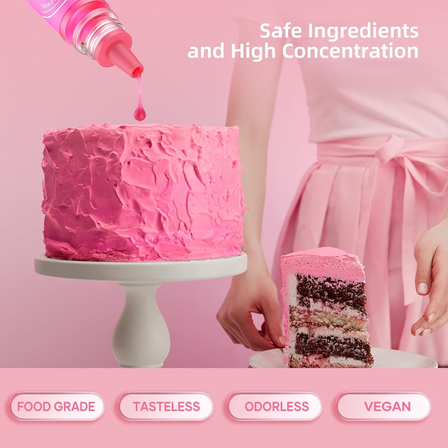 Food Coloring for Baking - 26 Vibrant Cake Coloring Liquid Set for Dessert Decorating, Food Grade Food Dye for Icing,Fondant,Cookies,Easter Egg,Making DIY Supplies Kit- 0.25 Fl. oz (6 ml)/Bottles