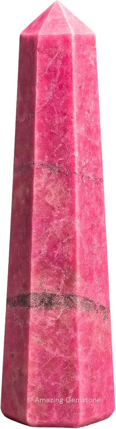 Amazing Gemstone Thulite Crystal Towers - Natural Healing Crystal Point Obelisk for Reiki Healing and Crystal Grid (2" to 3" Inch)