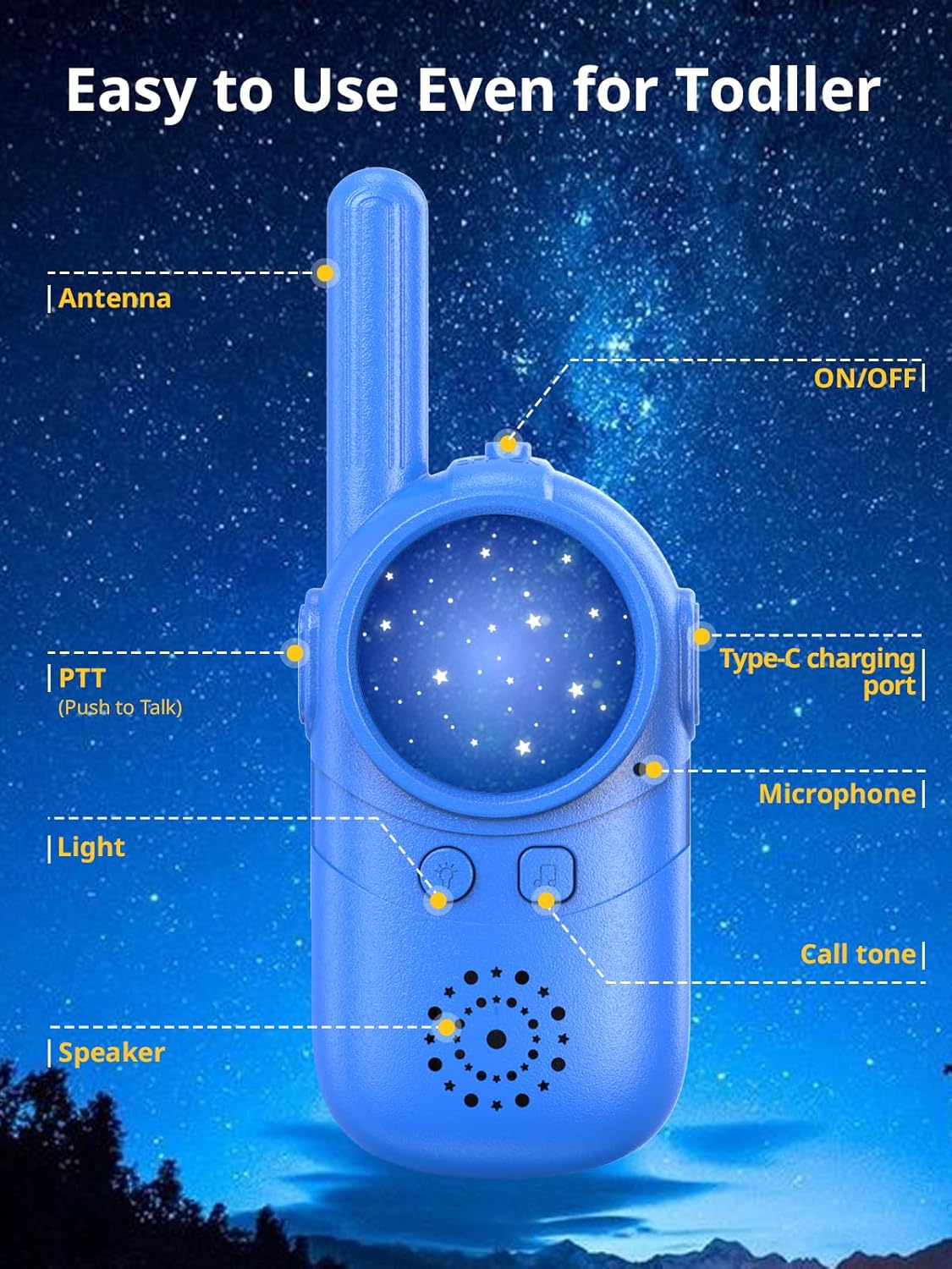 Walkie Talkies for Kids Rechargeable, 3 4 5 Year Old Boy Girl Gifts, 2 Pack Birthday Gifts for 3 4 5 6 7 8 Year Old Boys, Toddler Toys for Indoor Outdoor Games